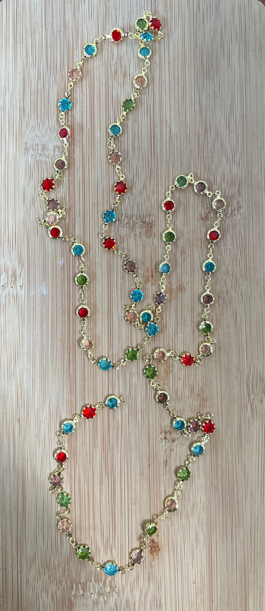 LINK CHAIN FACETED RHINESTONES GP 18KT