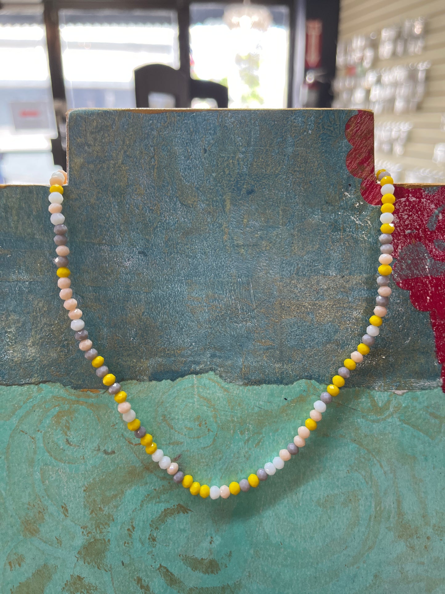 GLASS 4X3MM RONDELLE YELLOW MIX OPAQUE ABOUT 123 BEADS PER 1 STRAND