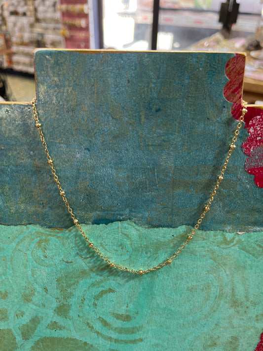 CABLE CHAIN NECKLACE WITH RONDELLE BEADS STAINLESS STEEL GOLD 18 INCH 1 PC