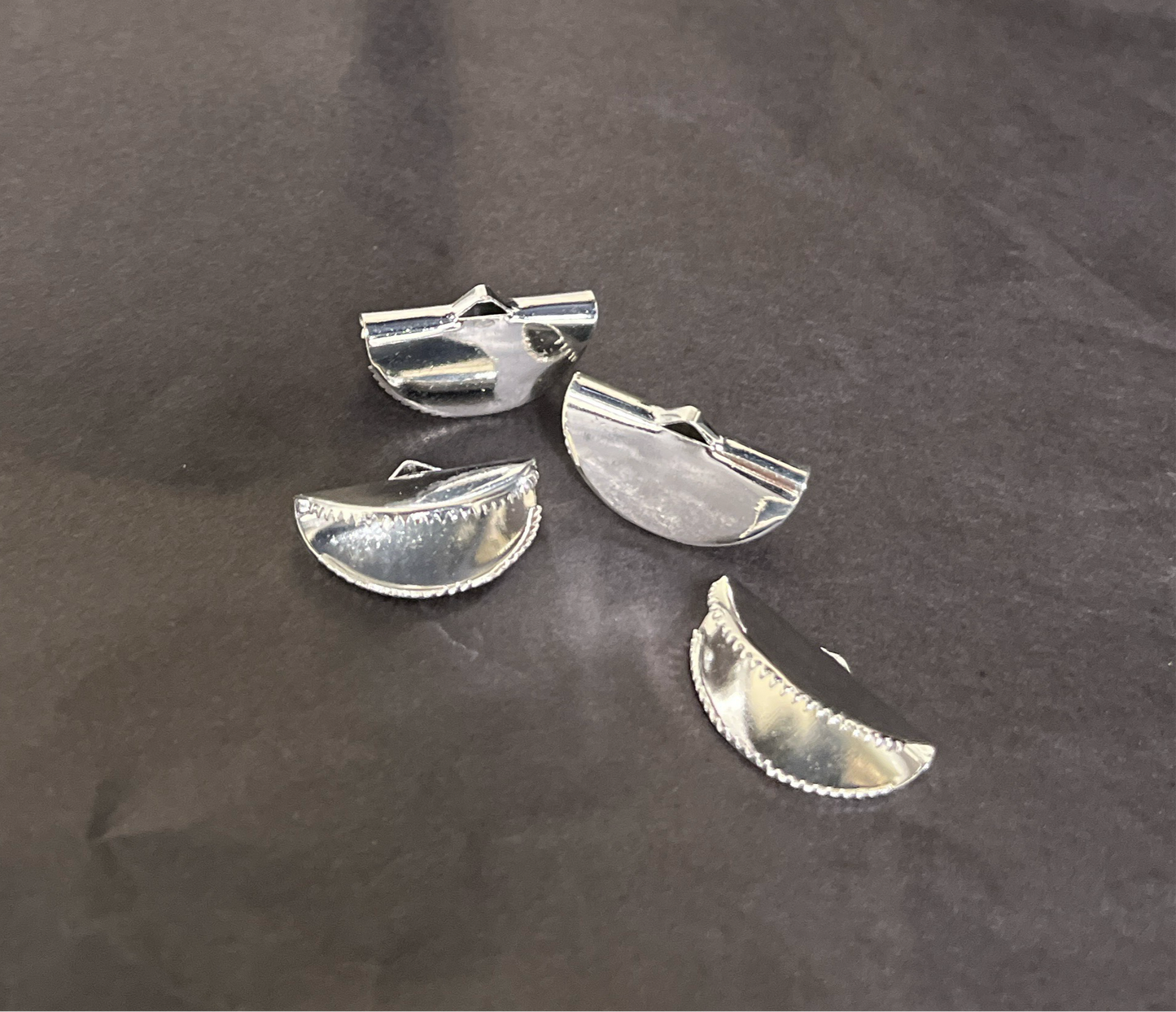 CORD END CRIMP RIBBON FAN SILVER PALTE 12x20 mm 12 pcs