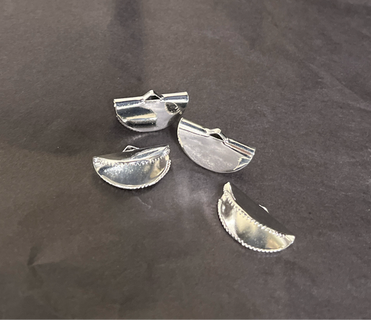 CORD END CRIMP RIBBON FAN SILVER PALTE 12x20 mm 12 pcs