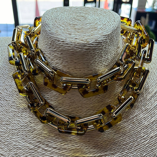 CHAIN ACRYLIC LEOPARD RECTANGLE 1 PC