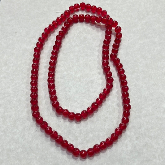 GLASS JADE 8MM ROUND RED