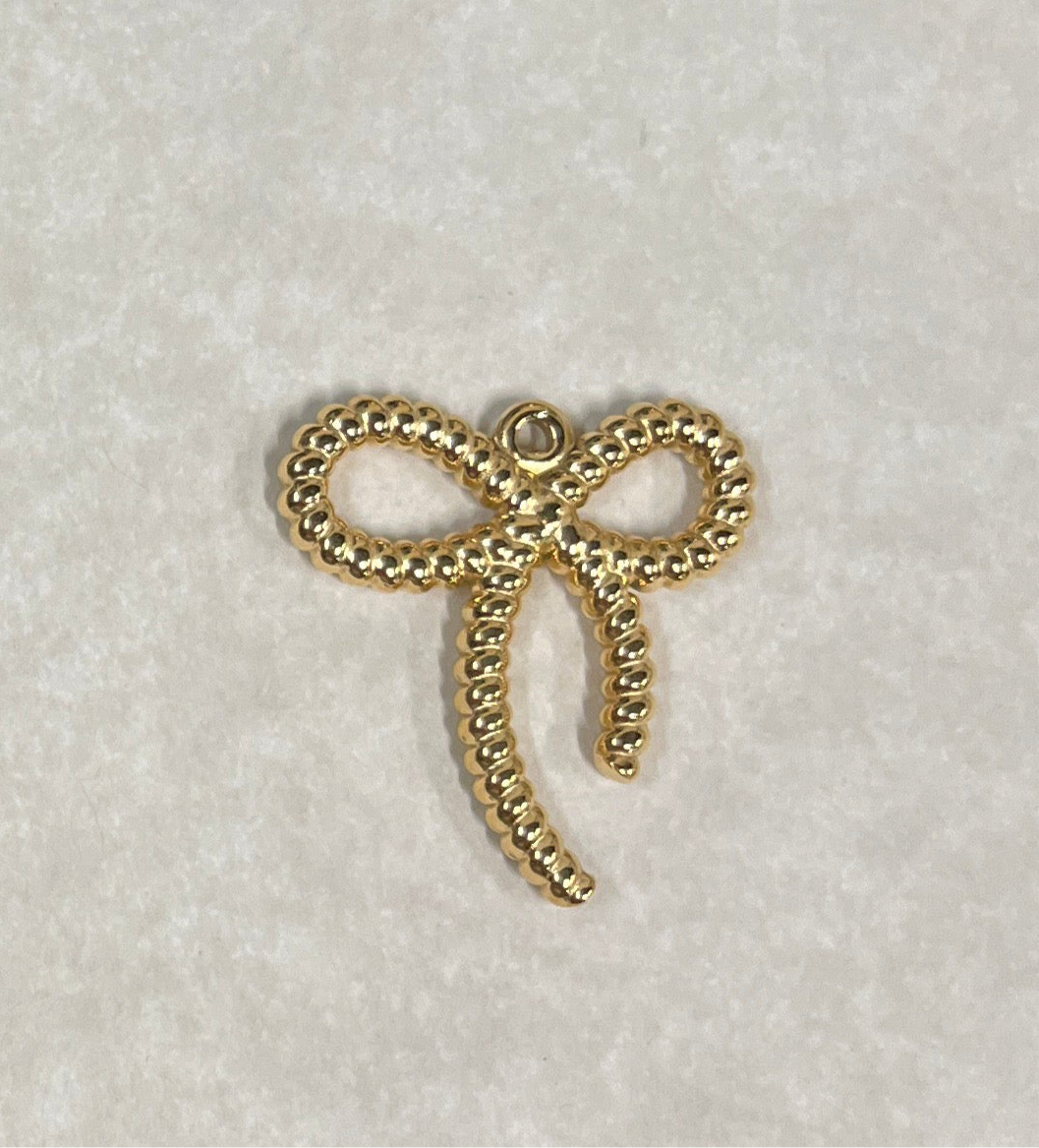 CHARM BOWKNOT 29MM STAINLESS STEEL GOLD OR PLATINUM 2 PC