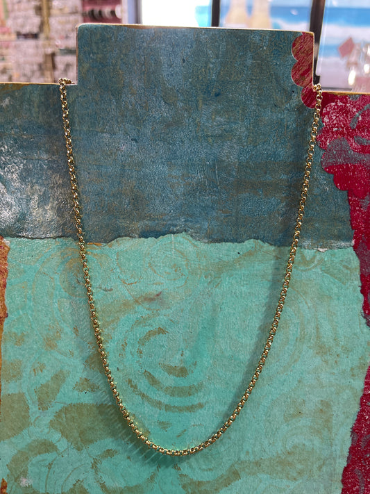 ROLO CHAIN NECKLACE STAINLESS STEEL GOLD 23.7 INCHES 1 PC