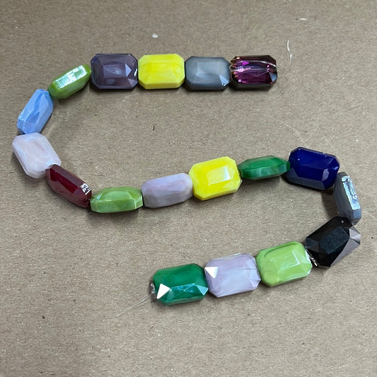 GLASS ELECTROPLATE RECTANGLE FACETED 18X13MM 1 STRAND