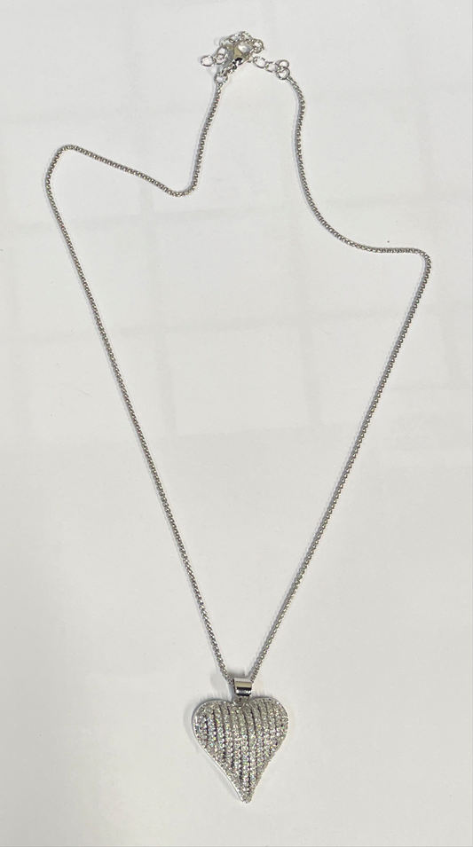 CHAIN NECKLACE PLATINUM WITH HEART PENDANT 18.9 INCHES 1 PC