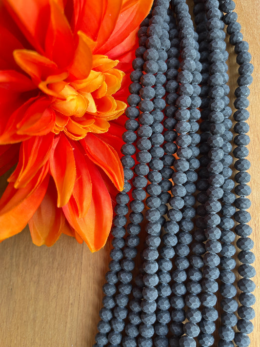 GLASS FROSTED RONDELLE 8MM BLACK