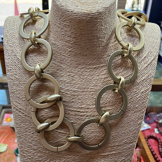 CHAIN ACRYLIC ROUND LINK MATT GOLD 22.5MM 1 PC