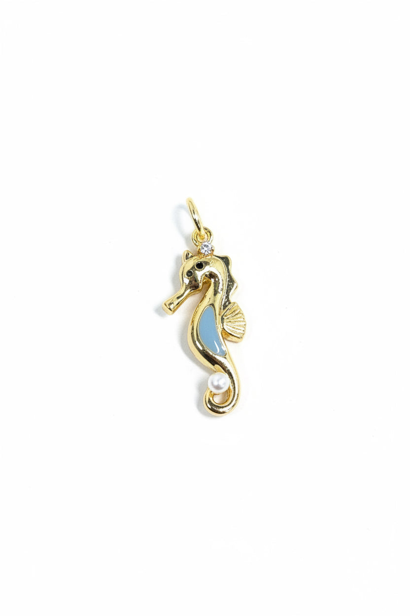 SEA HORSE ENAMEL CHARM WITH PEARL