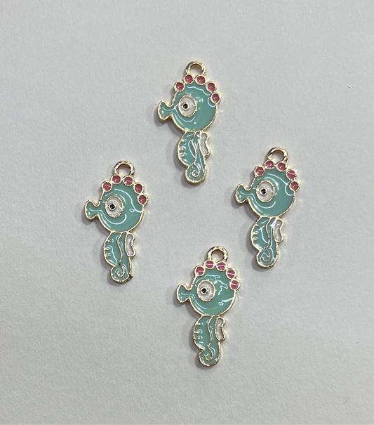 CHARM SEA HORSE ENAMEL GP 22MM 4 PCS