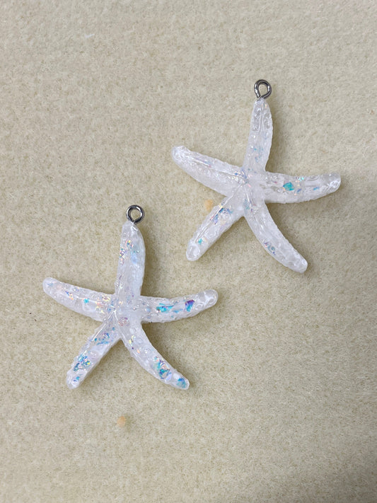 STARFISH PENDANT RESIN 41 MM WHITE 2 PC