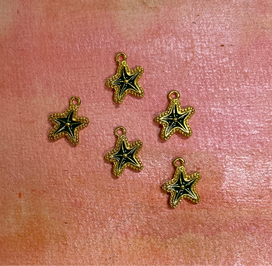CHARM STARFISH GOLD & TURQUOISE ENAMEL