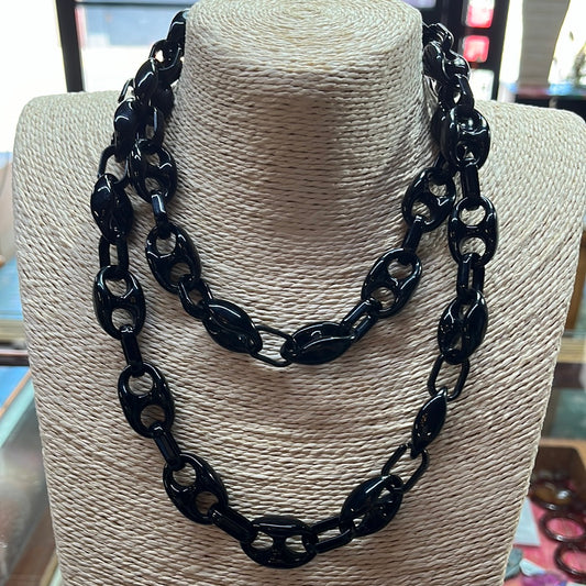 CHAIN ACRYLIC COFFEE BEAN BLACK 27MM 1 PC