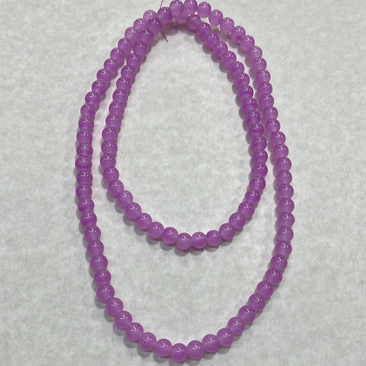 GLASS JADE 8MM ROUND MEDIUM ORCHID