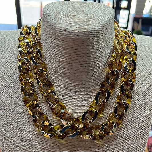 CHAIN ACRYLIC GOLD LEOPARD