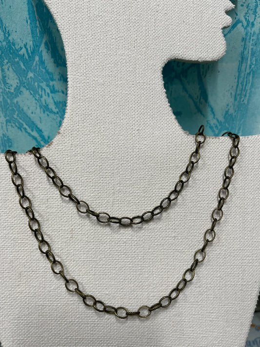 CABLE CHAIN FLAT OVAL ANTIQUE BRONZE TEXTURED PER YARD