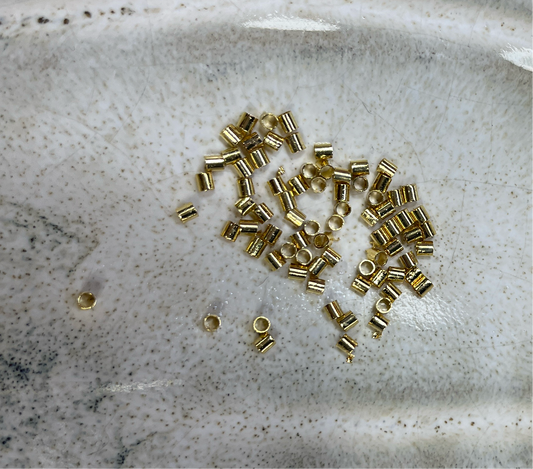 CRIMP TUBE GOLD PLATE 18KT 2MM 2 GRAMS APROX 100 PC