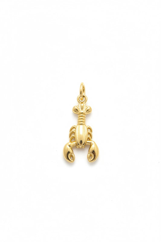 LOBSTER CHARM 20X1MM GOLD PLATE. 18 KT 1 PC