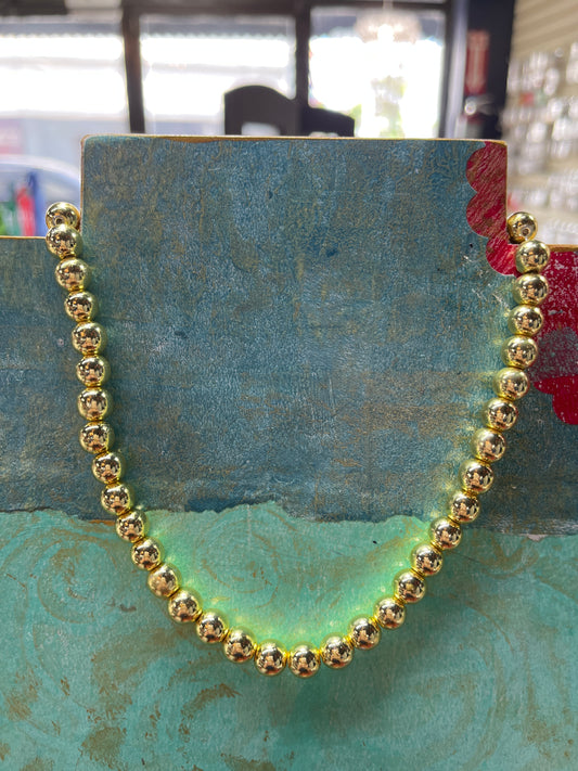 HEMATITE 8MM ROUND GOLD PLATE ABOUT 52 PC PER 1 STRAND