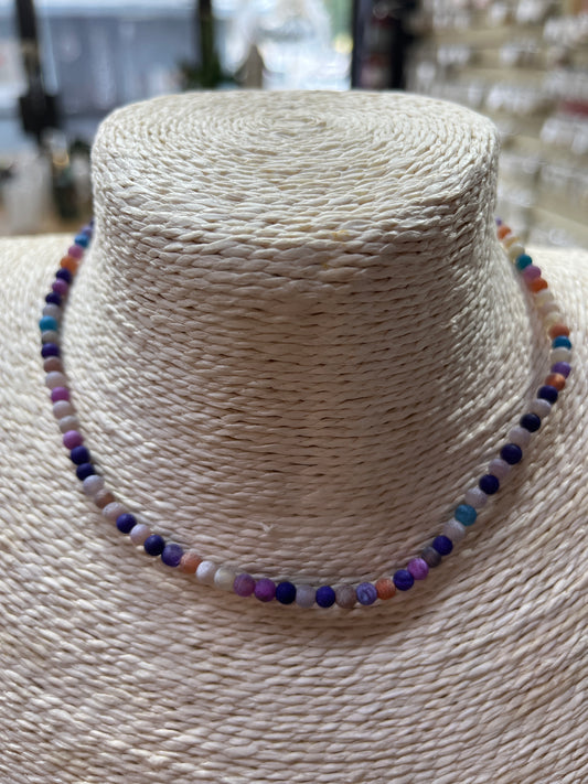 AGATE 4 MM ROUND FROSTED COLOR MIX