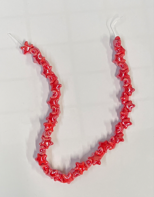 PORCELAIN STARFISH BEAD 12X10MM RED 1 STRAND