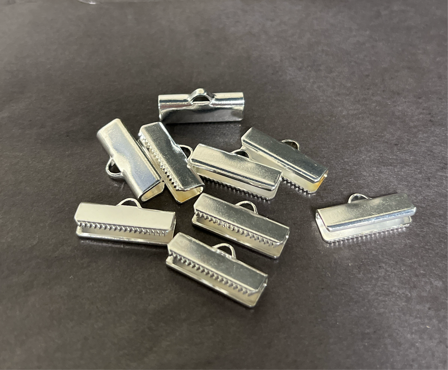 CORD END RIBBON CRIMP FOLD SIVER PLATE 16X5MM PC