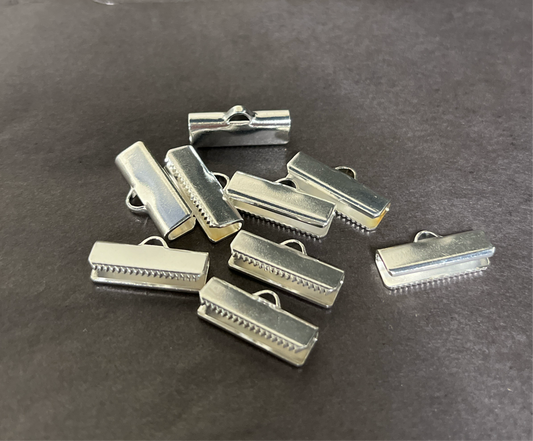 CORD END RIBBON CRIMP FOLD SIVER PLATE 16X5MM PC