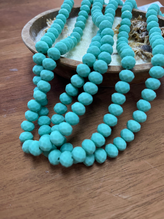 GLASS RONDELLE 8MM SPRING GREEN MATTE