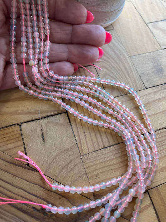 AGATE LIGHT PINK. 4MM ROUND