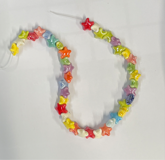 PORCELAIN STARFISH BEADS 12X10 MIX COLORS 1 STRAND
