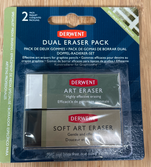ERASER DUAL PACK SOFT AND HARD DERWENT 2 PC