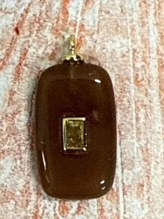 PENDANT JADE RECTANGULAR WITH AMBER ZIRCONIA 1 PC