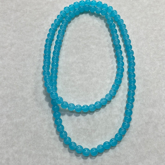 GLASS JADE 8MM ROUND MEDIUM TURQUOISE