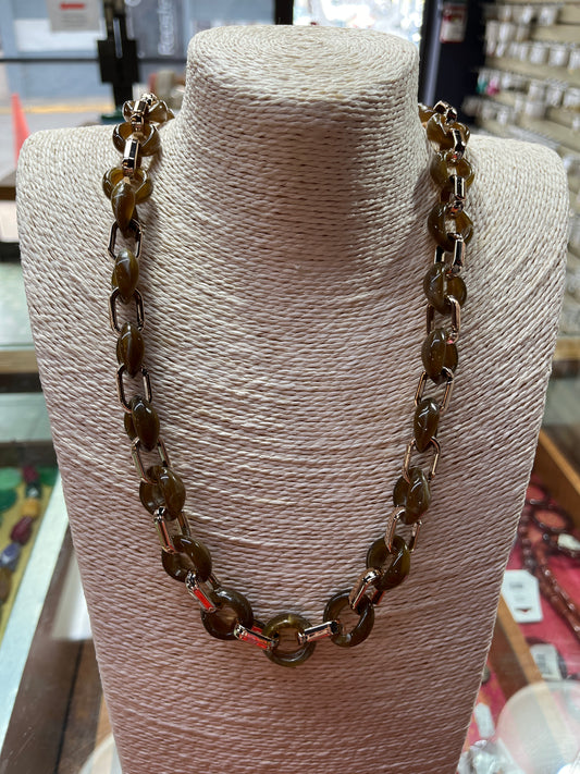 ACRYLIC CABLE CHAIN COFFEE GOLD 1 METER LENGTH