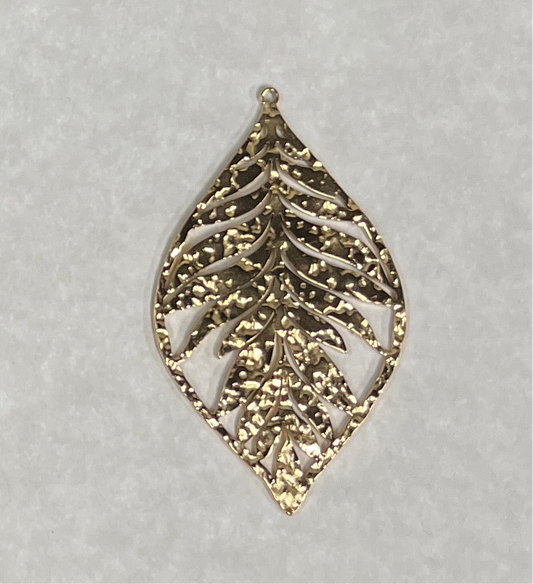 LEAF PENDANT STAINLESS STEEL GOLD PLATED 18 KT 50 MM 1 PC