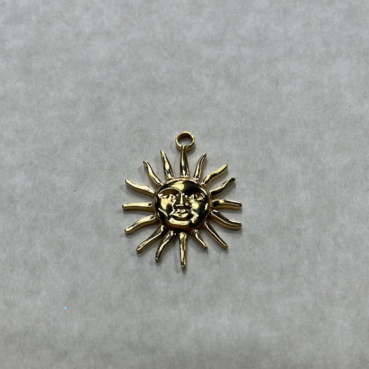 PENDANT SST SUN/FACE GP 30X24MM 1 PC