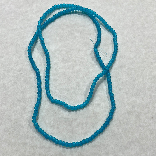 GLASS JADE 4MM ROUND DARK TURQUOISE(BAKING PAINTED)