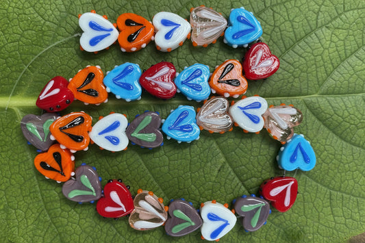 LAMPWORK HEART 5 pcs