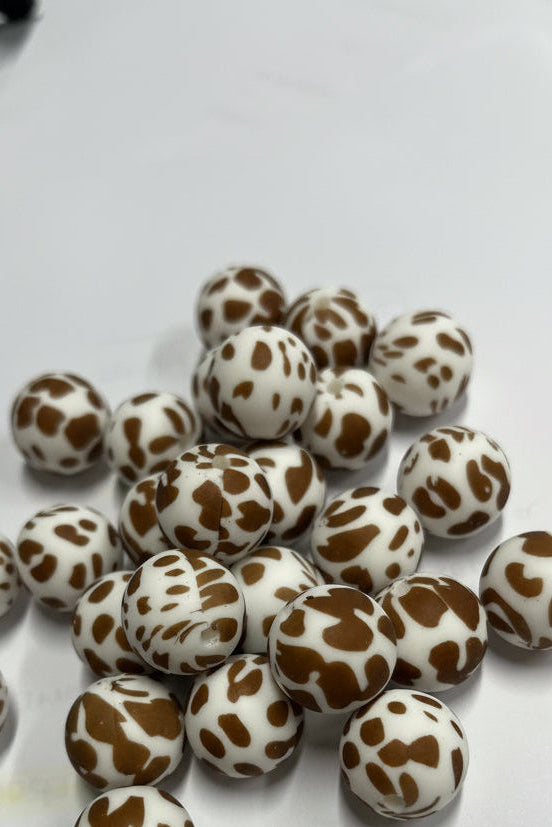 Silicone Bead 15mm Camel Mix 10 pc