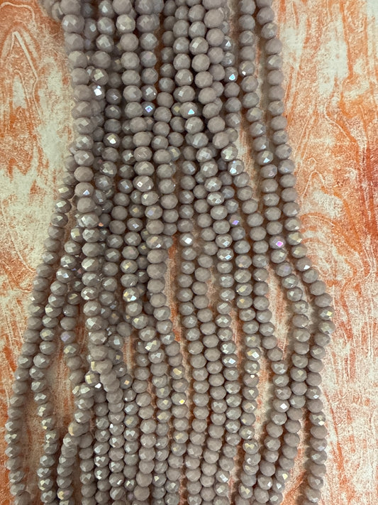 GLASS RONDELLE 6MM MEDIUM PURPLE OPAQUE AB 1 STRAND