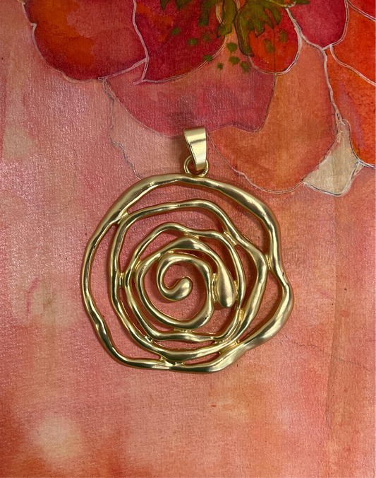 PENDANT MATTE GOLD ROSE 74X73MM 1 PC