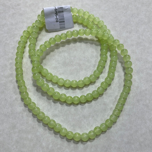 GLASS JADE 6.5MM ROUND GREEN YELLOW(BAKING PAINTED)