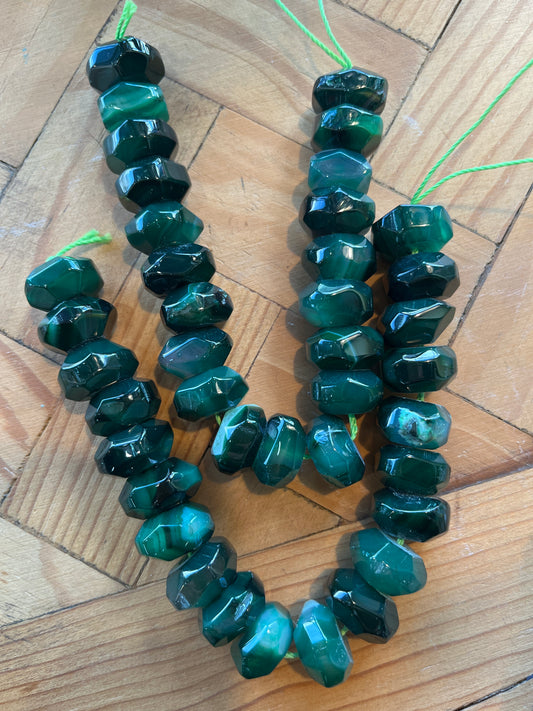 AGATE RONDELLE 1517MM YELLOW GREEN FACETED 1 STRAND