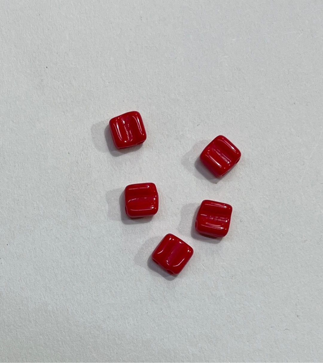 RED CZECH GLASS 2 HOLE BEAD