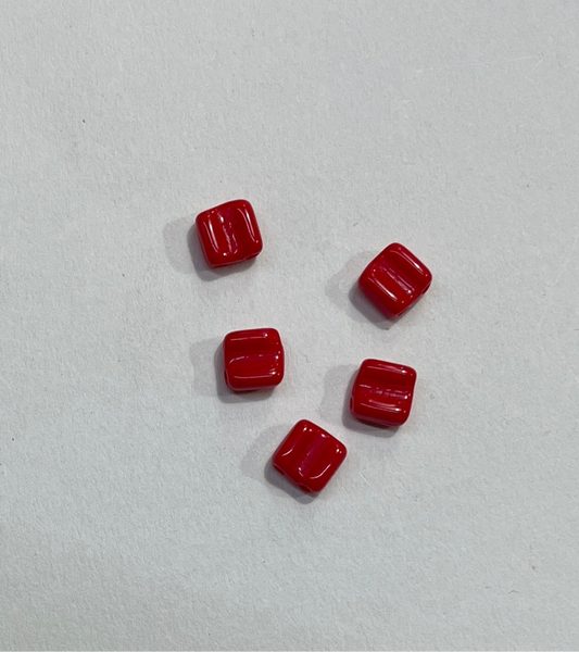 RED CZECH GLASS 2 HOLE BEAD