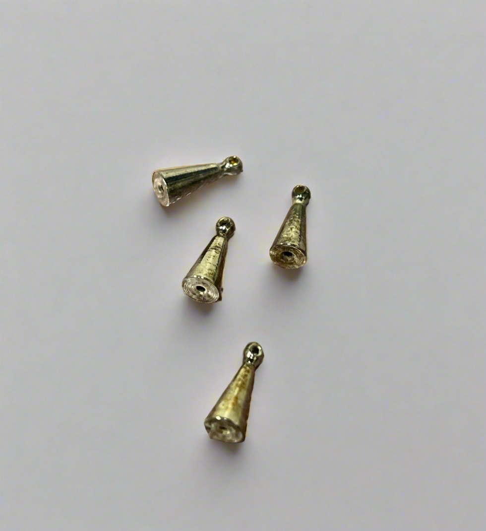 CORD END OR BEAD CAP WITH LOOP SILVER PLATE 4 pcs