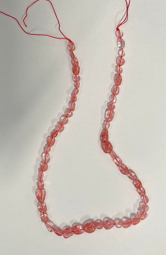CHERRY QUARTZ GLASS NUGGETS 11MM 1 STRAND