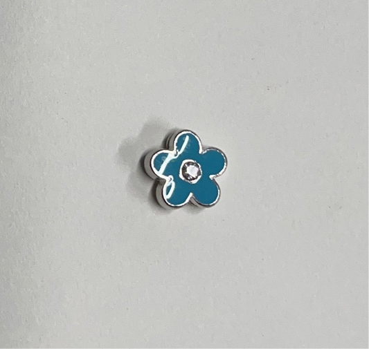 CHARM SLIDER FLOWER BLUE PLATINIUM