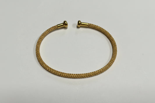 METAL CUFF BEIGE THREAD GOLD